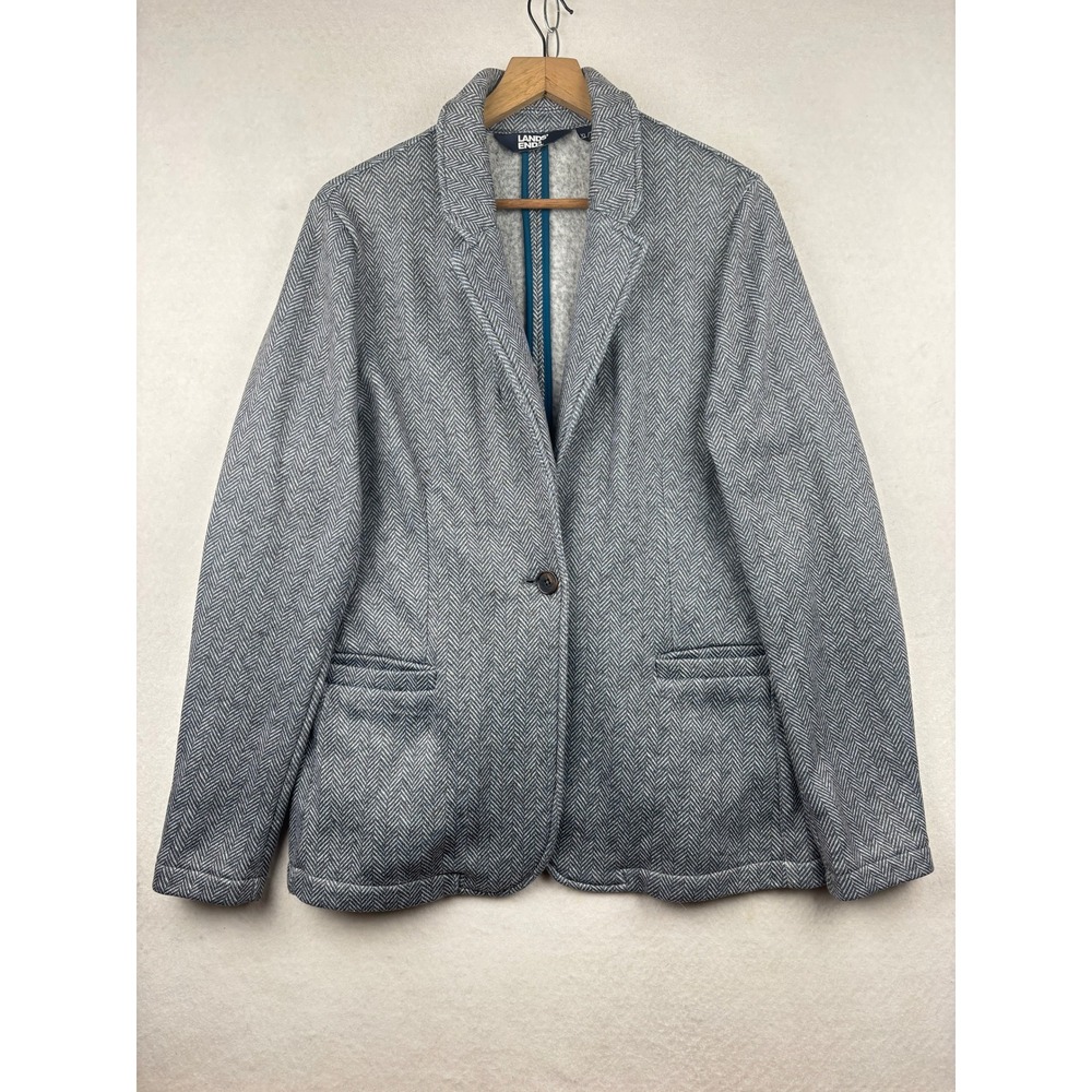 Lands End Blazer Womens XL Tall Herringbone Fleece Single‎ Button